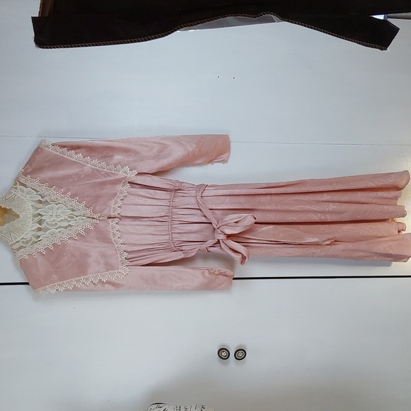 Scott McClintock Pastel Pink Vintage Lace Victorian Dress cottagecore Sz.14 - Picture 1 of 11